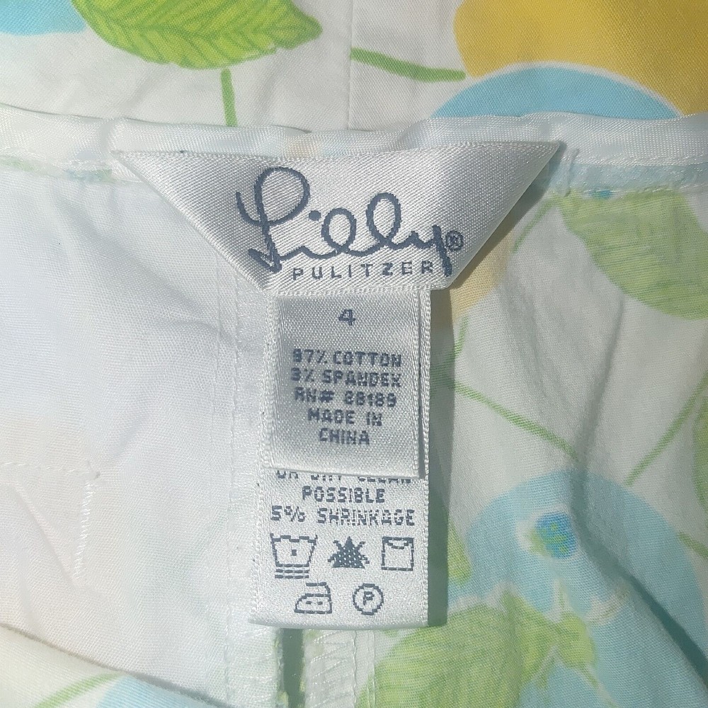 Lilly Pulitzer Lemon Blueberry Capri Pants Size 4 Pockets Stretch Vintage - Picture 4 of 7